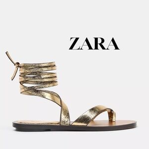 Zara Metallic Gold Wrap Sandals bloggeres favorite